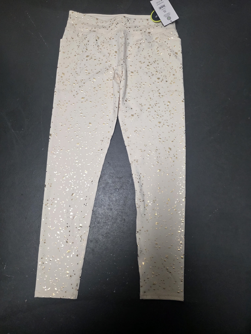 Cream Leggings with Gold Foil Stars
